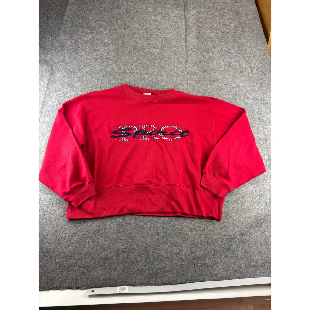 VTG Pro Spirit Red Argyle Graphic Crewneck Sweatshirt L/XL Prep Retro 90s